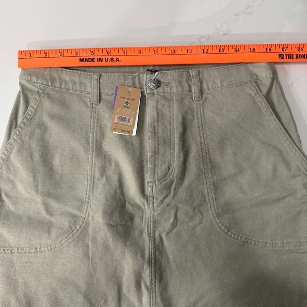 Patagonia Women's Stand Up Skirt Shale Khaki 100% Organic Cotton 12 NWT